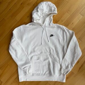Nike Hoodie Mens Medium White Pullover Sweatshirt  Logo Kangaroo Pocket
